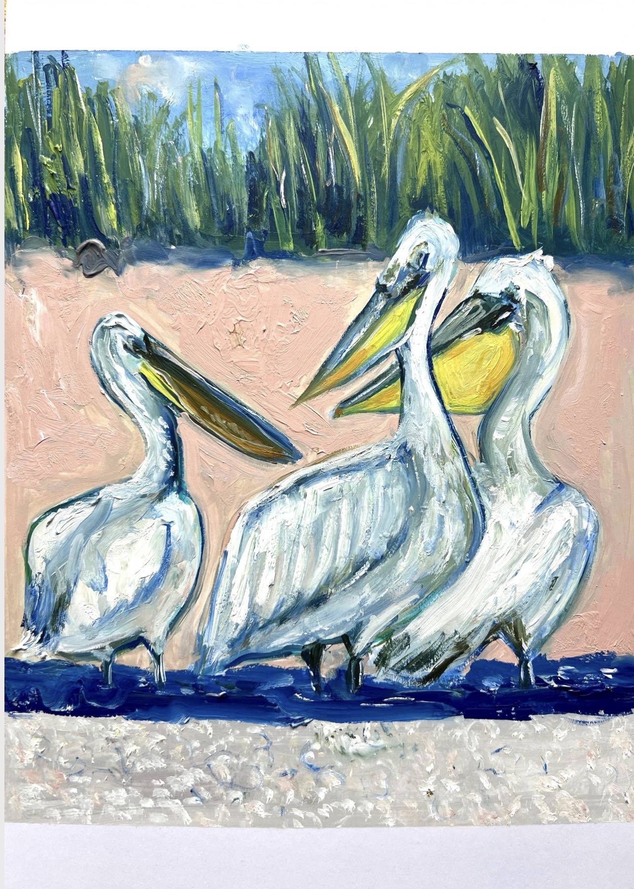 Albatrosses Bilosaraiskyi Nature Reserve painting by Marina Stognieva, nature of Donetsk region, Picturesque Guide to Ukraine